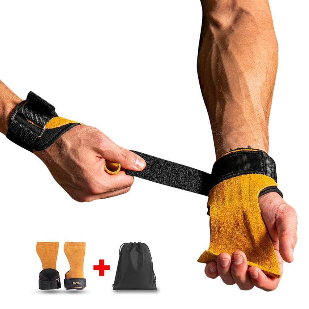 Luvas de musculação em couro bovino novo, antiderrapantes, para ginástica, fitness e treinamento Crossfit - 1 par.