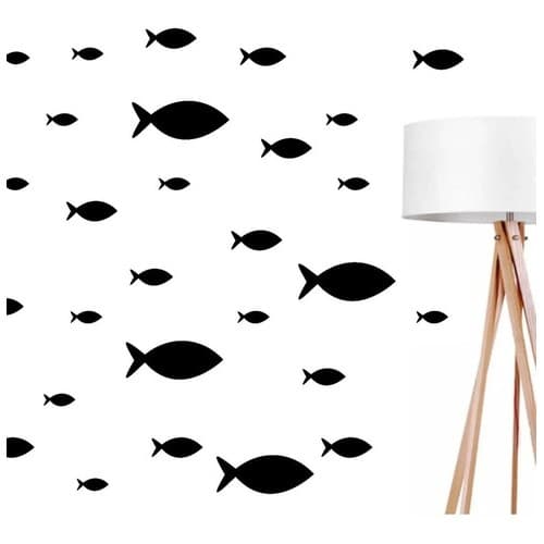 Adesivo De Parede Decorativo Peixes 100 Unidades Quarto Infantil Decoração Mar Oceano