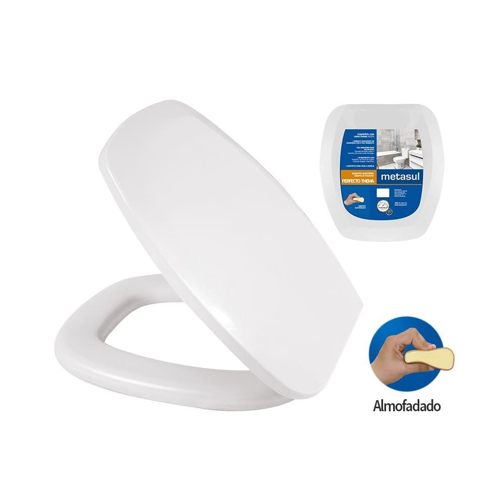 Assento Sanitário Almofadado Incepa Thema Branco Metasul Tampa Vaso