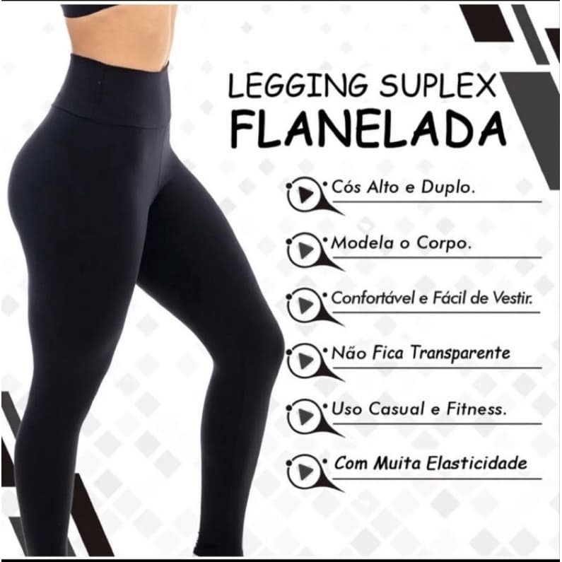 Calça Legging Feminina Grossa Forrada Suplex Cintura Alta Flanelada Quentinha  Inverno
