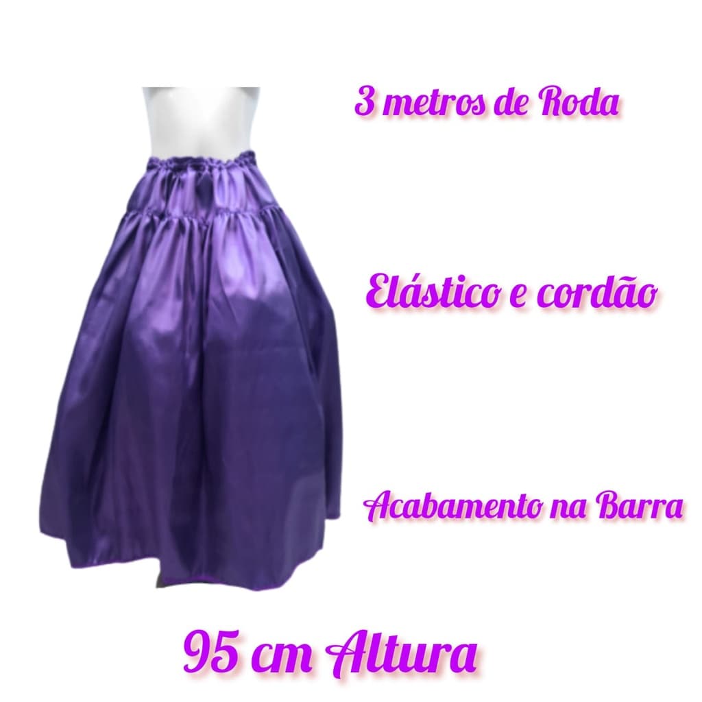 Saia Roxa de Santo Cetim Umbanda Candomblé Cigana Nanã iansã Omulu Obaluayê Pomba Gira.