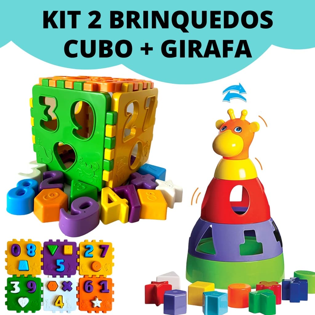 Kit Brinquedo Bebe Educativo Didático Encaixe Bebe Infantil Blocos de Montar Encaixar Empilhar Divertido 1 Ano 12 Meses