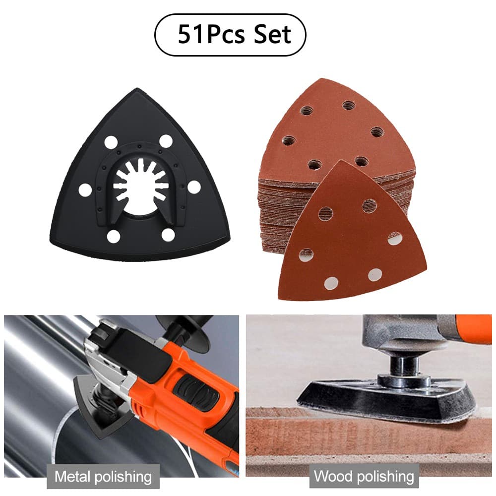 51 peças moedor elétrico. máquina de corte mágico. tesouro universal.90mm Velcro mergulho triângulo lixa de seis furos (