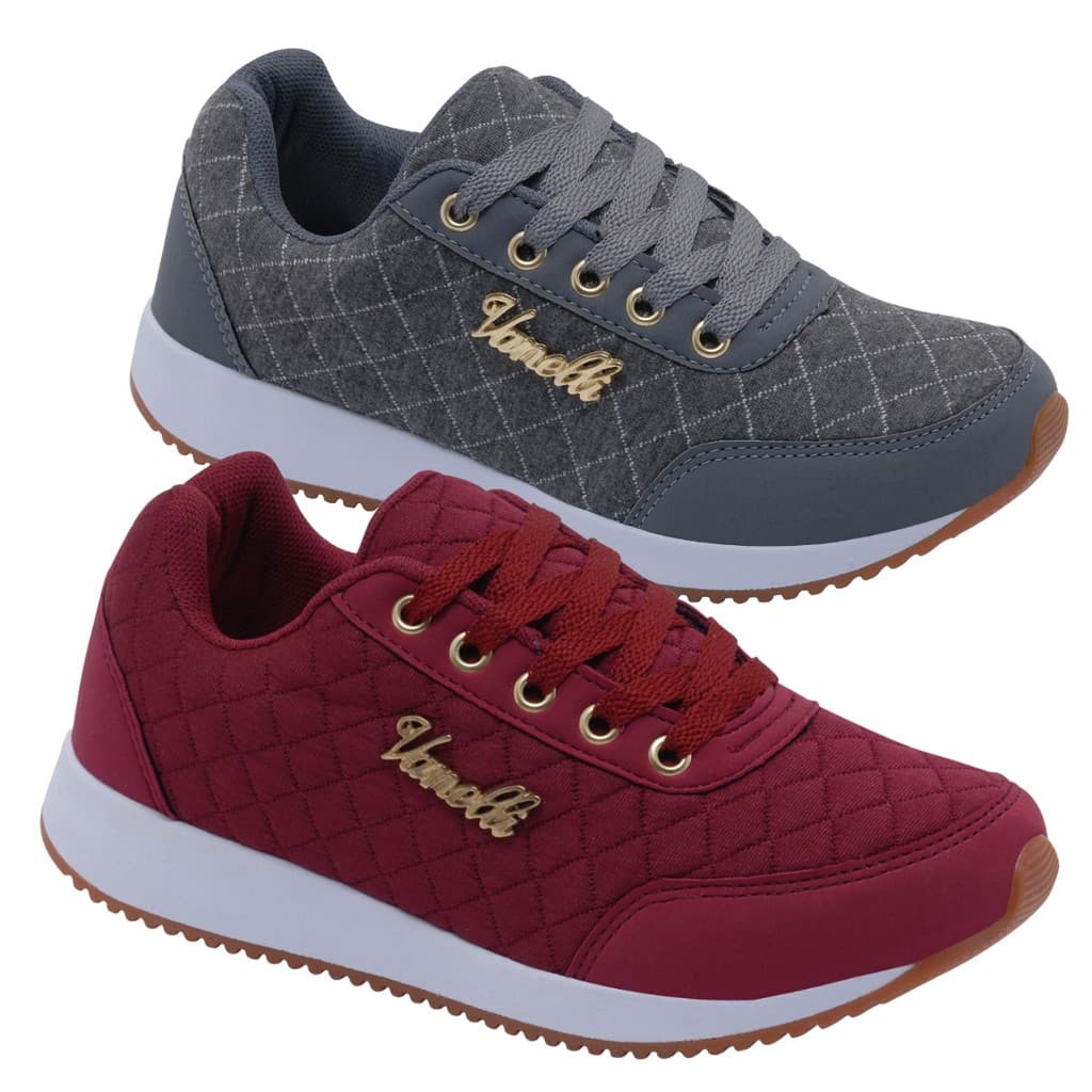 Tênis Feminino Academia corrida caminhada vanelli Super Confortáveis Kit 2 pares