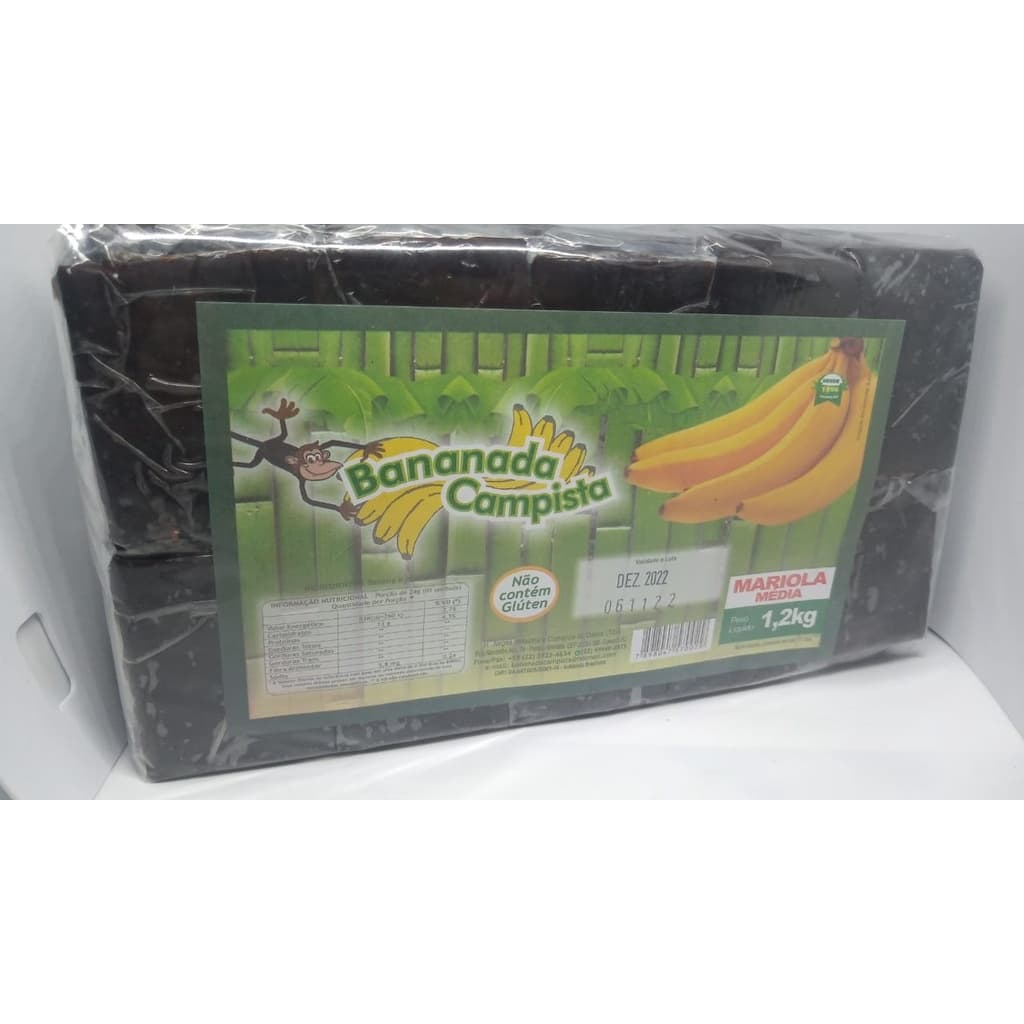 Bananada 1.2 kg campista lisa doce bananamariola banana