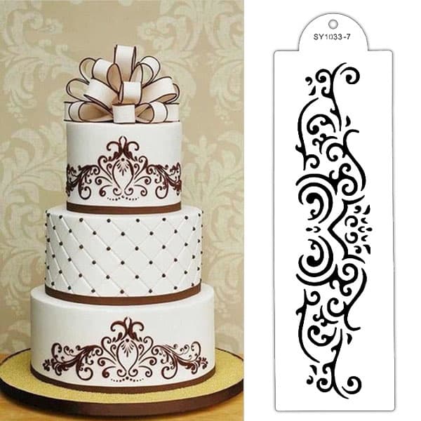 Stencil para Bolos Biscoitos Pintura Confeitaria Artesanato Flores Rosas Diversos Renda 30x10cm - C4244