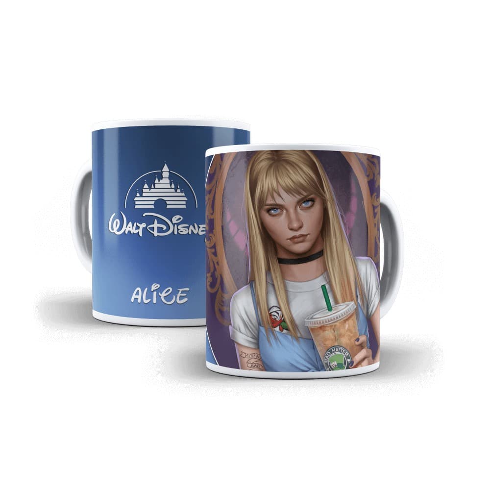 Caneca Princesa Moderna Alice Personalizada Porcelana