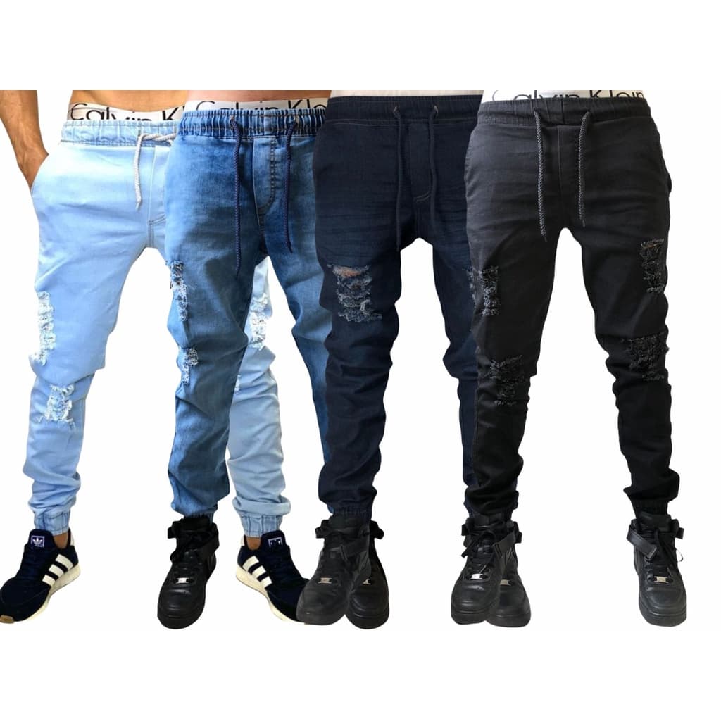 Calça Jogger Masculina Jeans Rasgada Destroyed LANÇAMENTO