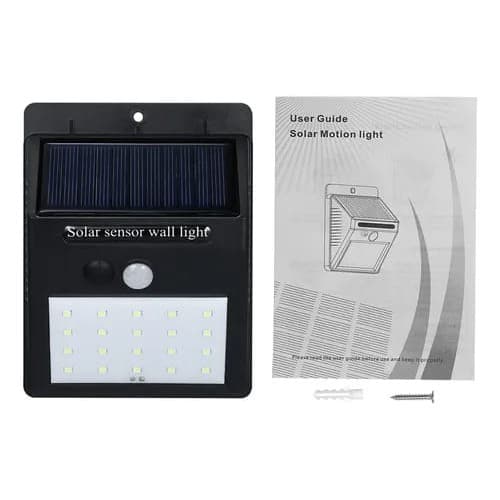 Luminária Solar De Parede 20 Leds Com Sensor De Movimento
