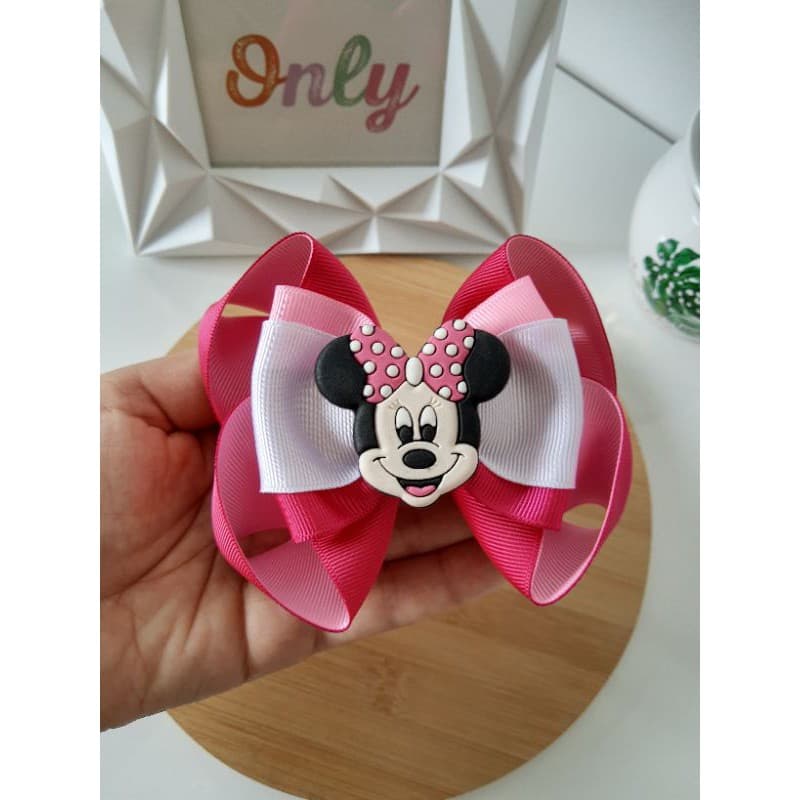 Laço Minnie Rosa E Pink Infantil