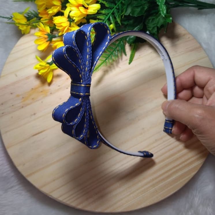 Tiara Arco Arquinho Diadema Para Cabelo Infantil Menina Escola Jeans
