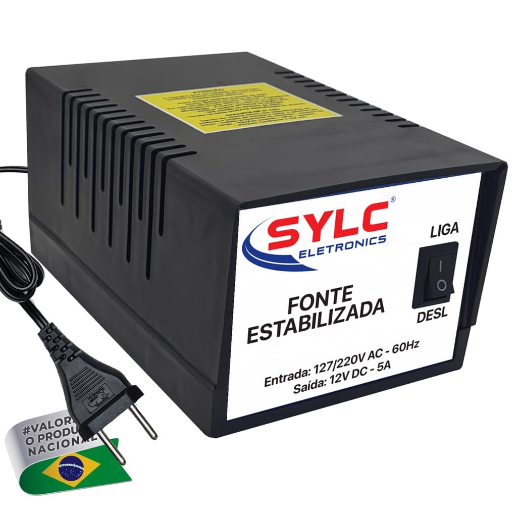 Fonte De Alimentação Estabilizada 12vdc 5a Câmeras Cftv