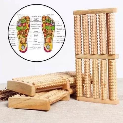 Massageador de Pés DANTAS Madeira Duplo Relaxante Rolo Massageador Reflexologia Alívio Cansaço Circulação