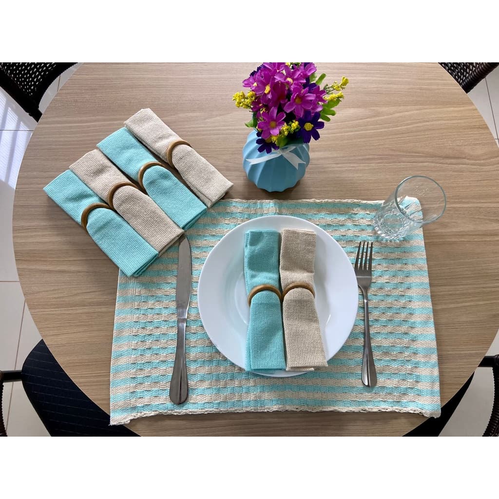 Kit Jogo Americano 4 Peças Com Franja, Jogo Americano 4 Lugares, Algodão, Decoração de Mesa Em Tear, Descanso De Copos, Guardanapo