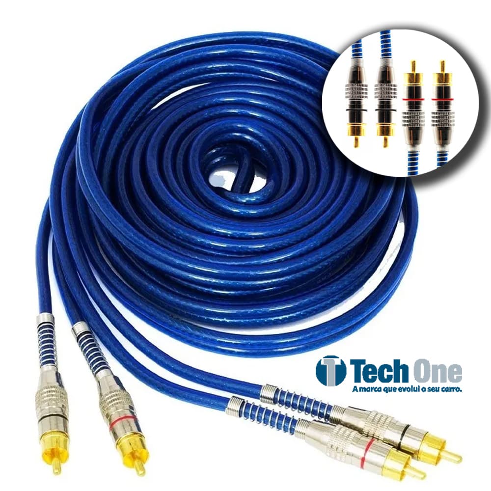 Cabo Rca prime dupla Blindagem Modulo 5 Metros 5mm Azul