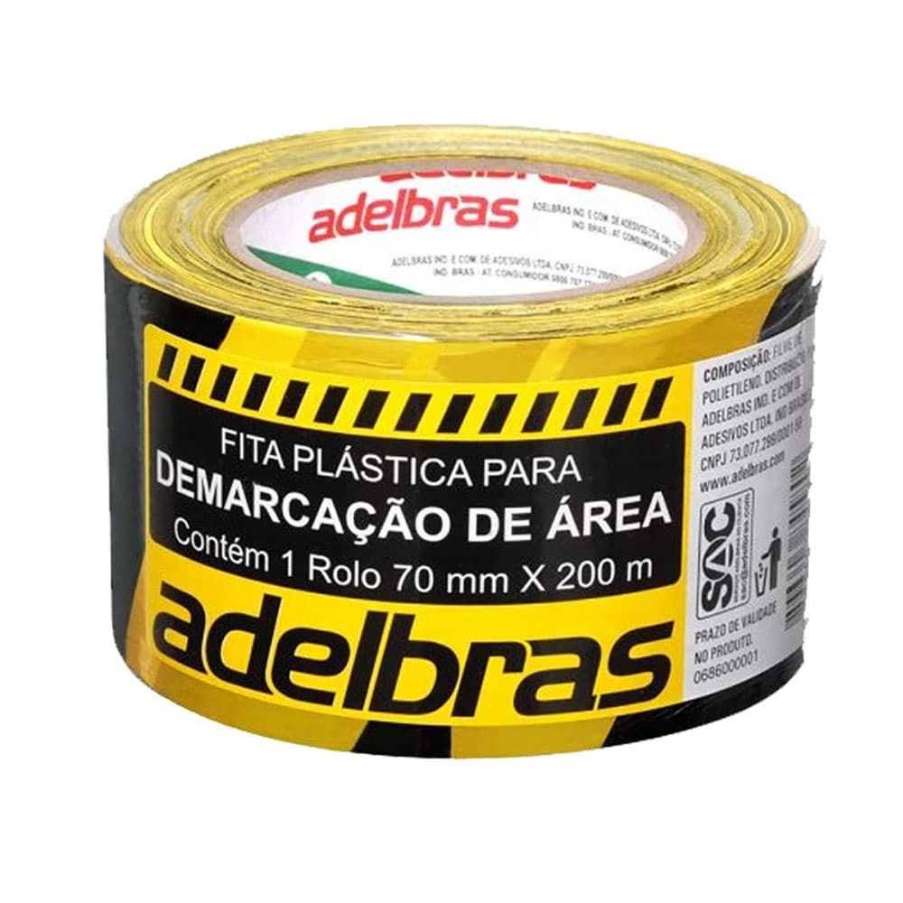 Fita de Demarcação de Área Zebrada 70mm x 200m Adelbras