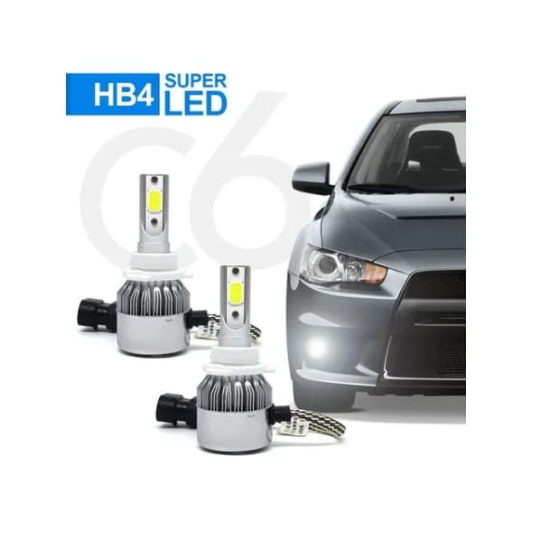 Par Lâmpadas Hb4 Super Led Branca 6000k 7200 Lumens Carros