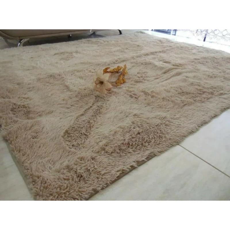 Tapete 2,5 X 2,0 Sala Felpudo 40mm Luxo Shaggy Peludo Bege liso