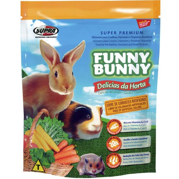 Ração Supra Funny Bunny Delícias da Horta Coelhos, Hamster e Outros Pequenos Roedores 500grs