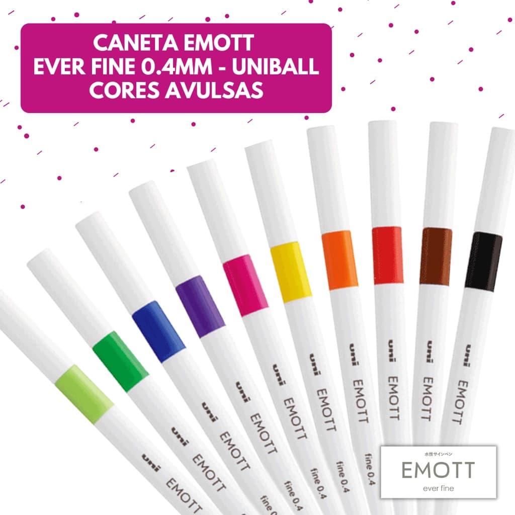 Caneta Emott Uni Ponta Fina 0.4mm - Unidade Cores Avulsas