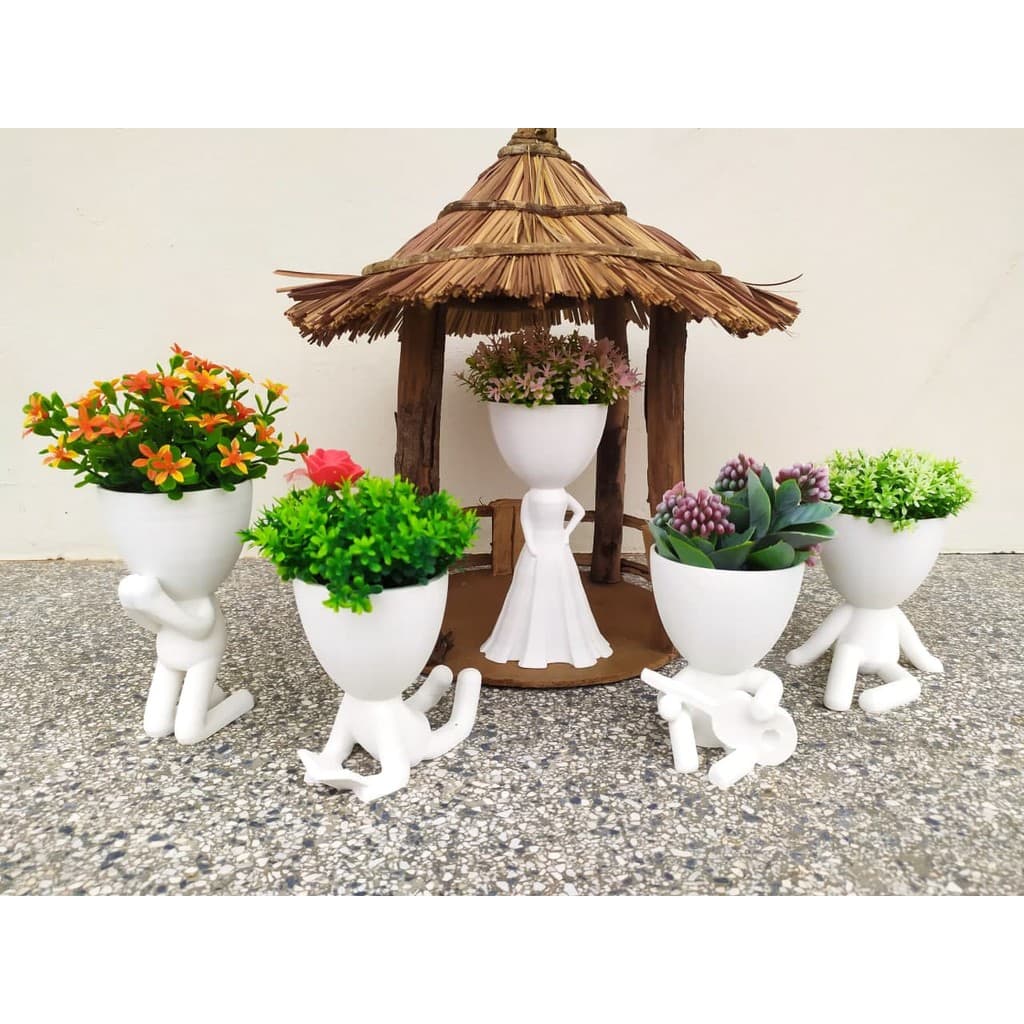 Kit 5 Vasos Decorativos Bob Plant para Plantas e Suculentas