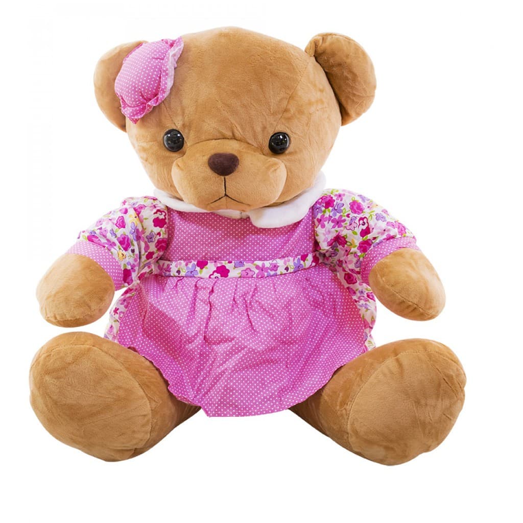 Bicho de pelucia  - Ursa de vestido De Pelucia Vestido Florido 30x25cm - Pelúcia