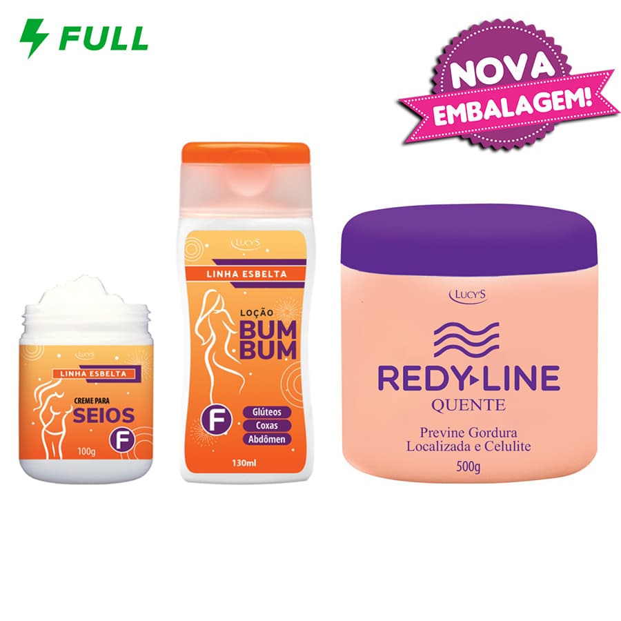 Kit Creme para FIRMAR SEIOS +  FIRMAR BUMBUM + REDUTOR REDYLINE Gordura Localizada Abdominal