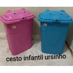 Cesto De Roupa Infantil Ursinho Banheiro Quarto Lavanderia
