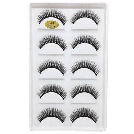 5 Pares Cílios Postiços 3D X13 Longos / Volumosos Natural maquiagem
