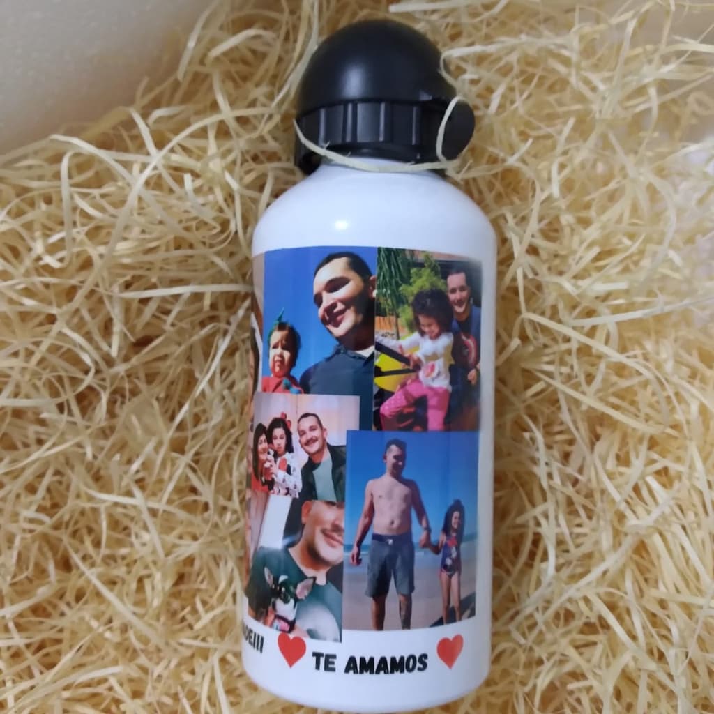 Garrafa Squeeze Alumínio 500 ml personalizada Mosaico de Fotos