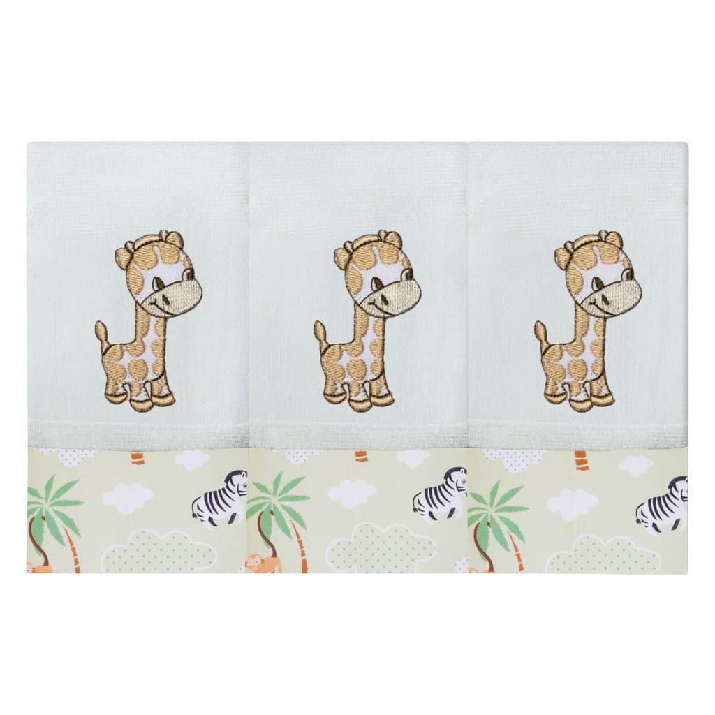 Kit 3 Fraldas de Boca Floresta Girafa Tecido Toalha Fralda Dupla 100% Algodão