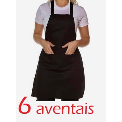 kit 6 Avental de cozinha  /preto com bolso fontal/tecido de oxford uso profissional