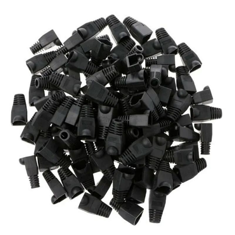 200x Capa RJ45 Conector Cabo Rede Rj45 Cat5 Cat5e Cat6 Preta