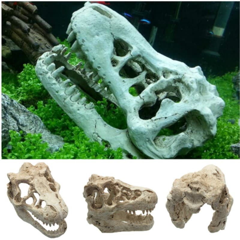 Resina Artificial Peixe Tanque De Peixes Dinossauro Crânio Deocration Aquário Paisagismo Ornamento Escondendo Pedra Da Caverna Para Camarão De