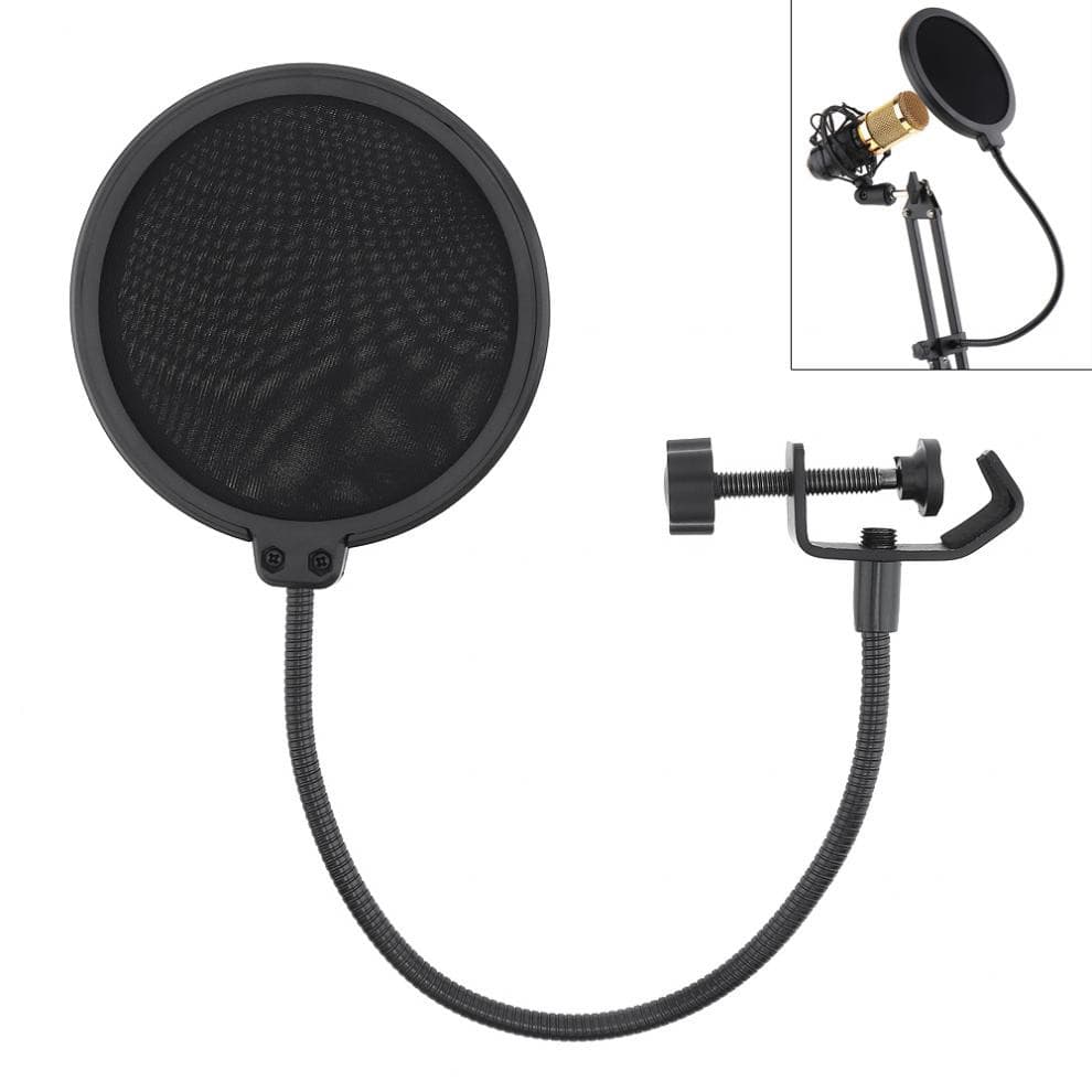 Pop Filter Para Microfone Filtro Voz Gravação Haste Flexível Estúdio