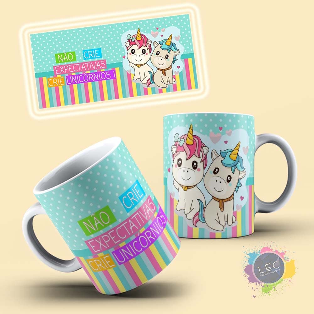 CANECA DE PORCELANA "NÃO CRIE EXPECTATIVAS CRIE UNICÓRNIOS" - CANECA UNICÓRNIO INDELICADO