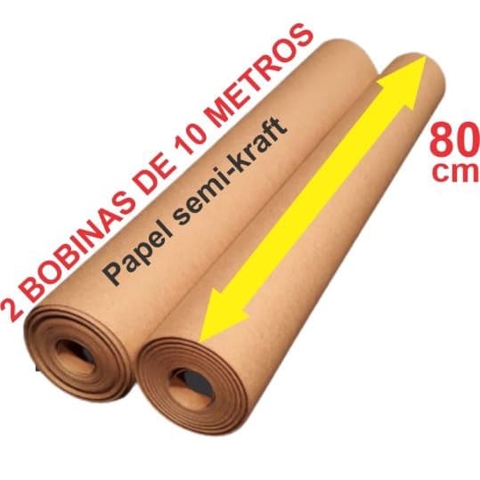 02 BOBINAS 10 m cada PAPEL PARDO SEMI-KRAFT C/ 80 cm DE LARGURA, GRAMATURA 80 g. DIRETO DA FÁBRICA