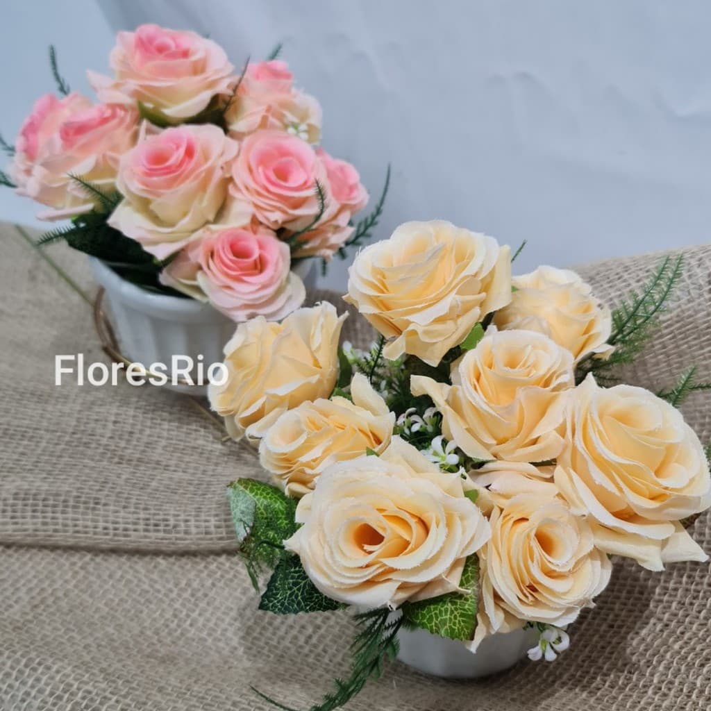 Rosa artificial buque com 5 flor P/ Decoração Casamento, Arranjos, Decorar Festas e casa