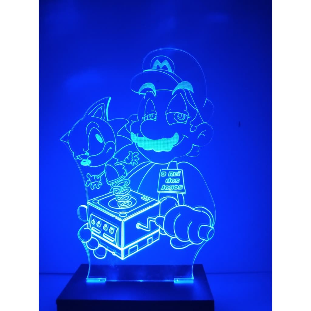 Luminária de mesa led Mario O Rei dos Jogos e Sonic