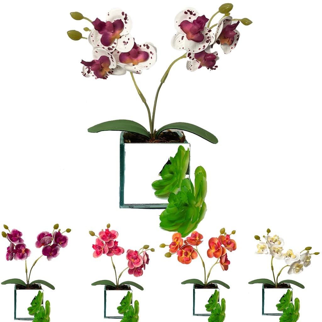 Mini Orquidea Artificial Vaso De Espelho De Vidro Para Decoração De Casa Nichos, Lembrança De Casamento Festas