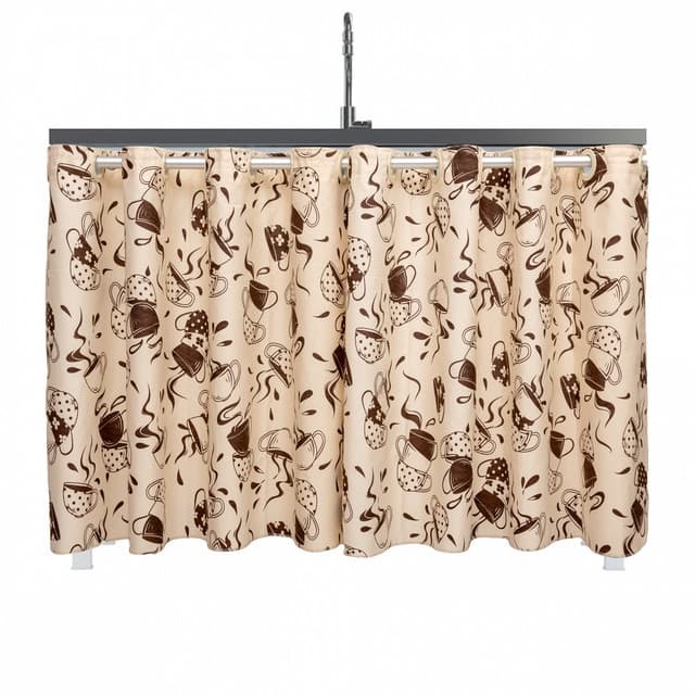 Cortina P/pia Cozinha Em Oxford 2.80m x 80cm Alt - Oxford Estampado Cappuccino