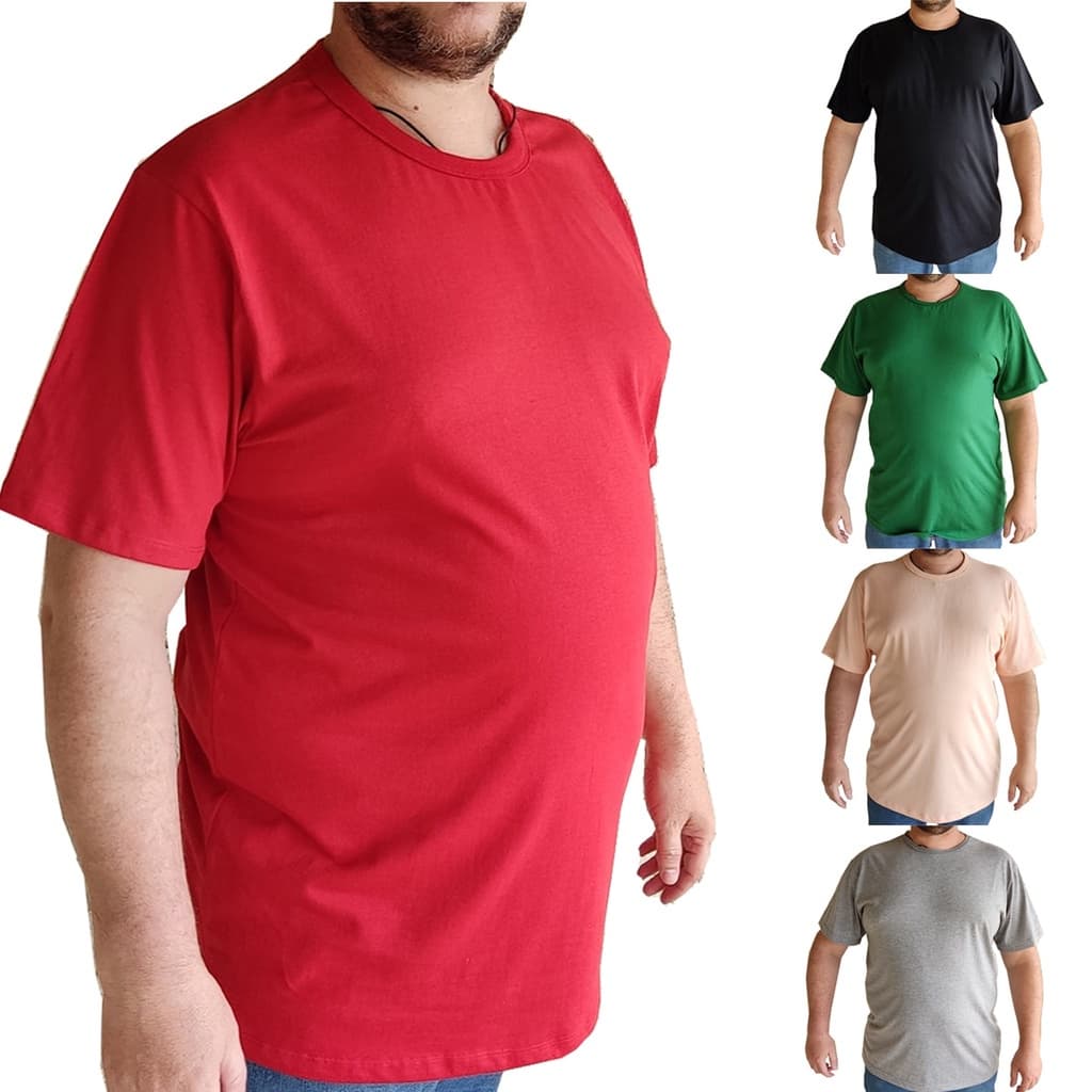 Camiseta Básica Plus Size Manga Curta Masculina Camisa G12e3