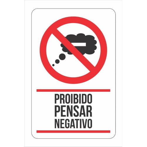 Imã Placa Geladeira Frase Pensar Negativo Cozinha Decoração