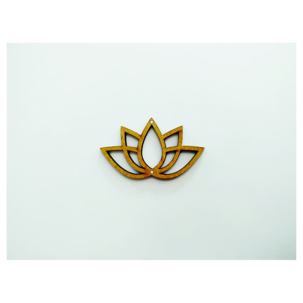 Flor Lotus Com Furo Aplique Corte a Laser MDF 6X3,5cm Pacote 10 Peças