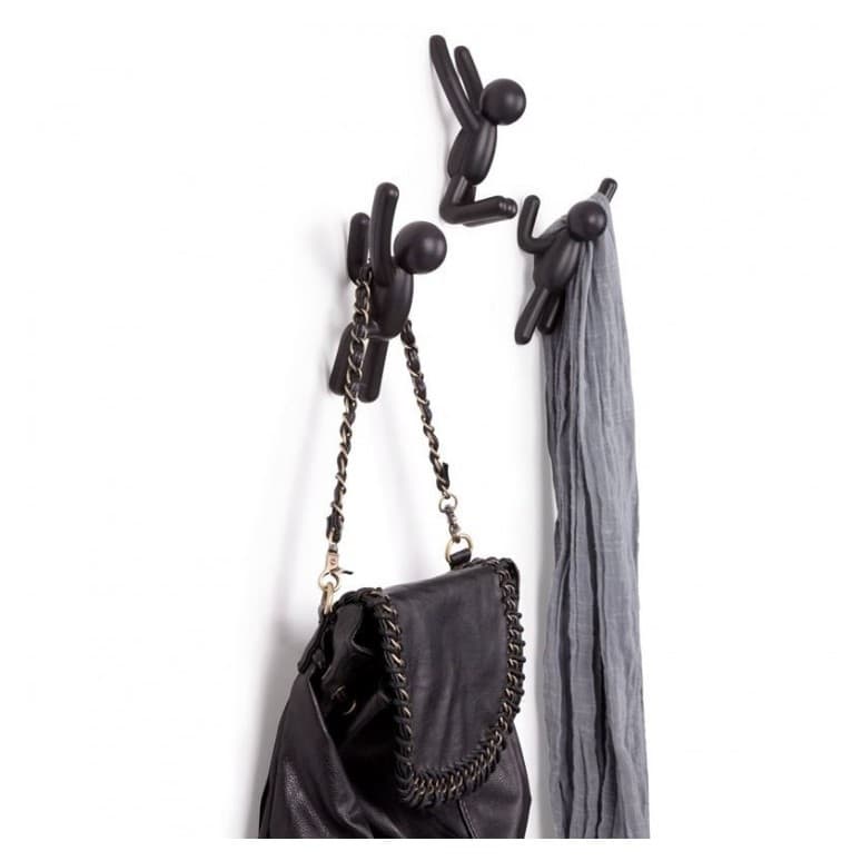 Buddy Preto - Conjunto Com 3 Cabideiros De Parede Umbra