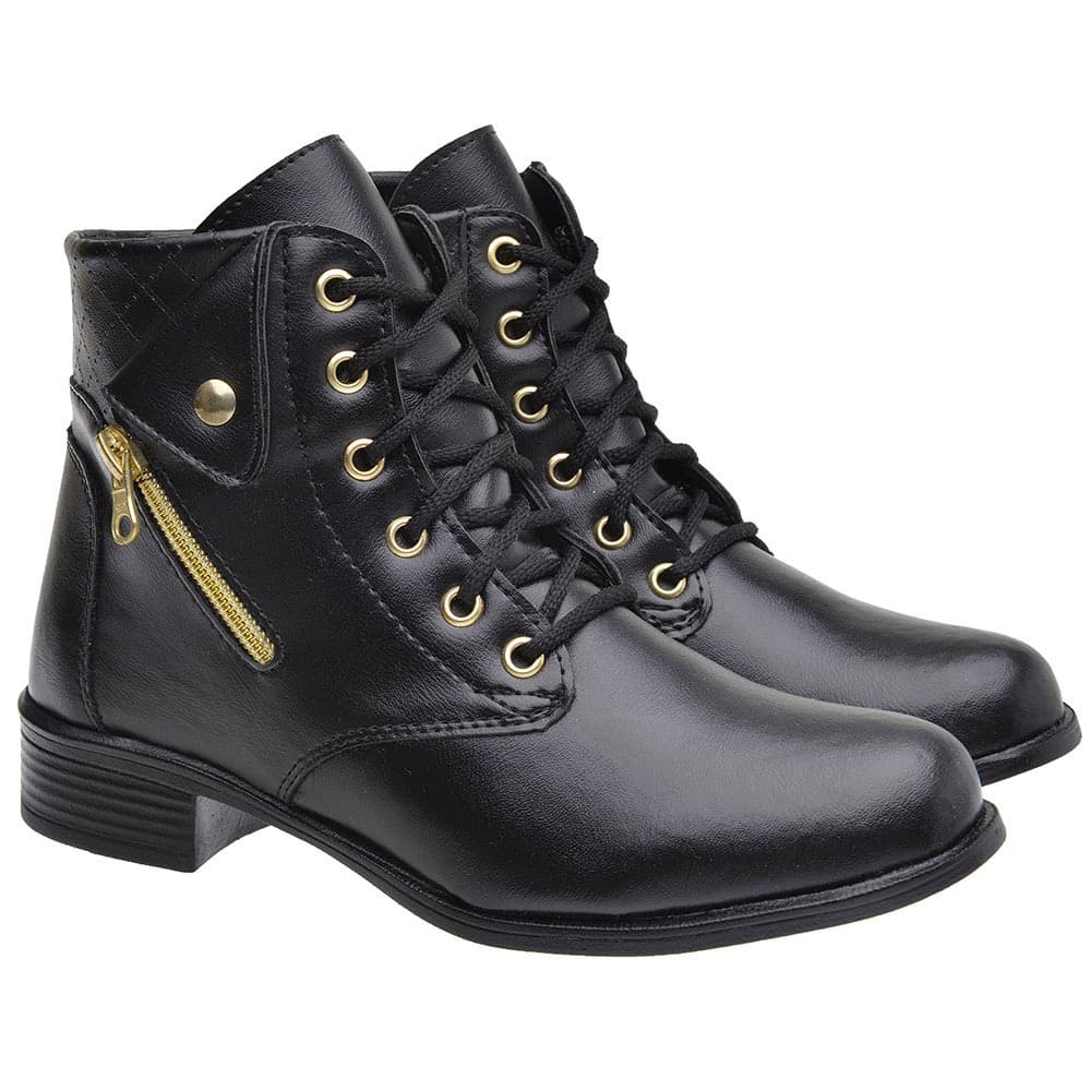 Coturno Bota Feminina Cano Curto Médio Coturno Zíper Exclusiva Promoção Liquidação Atacado