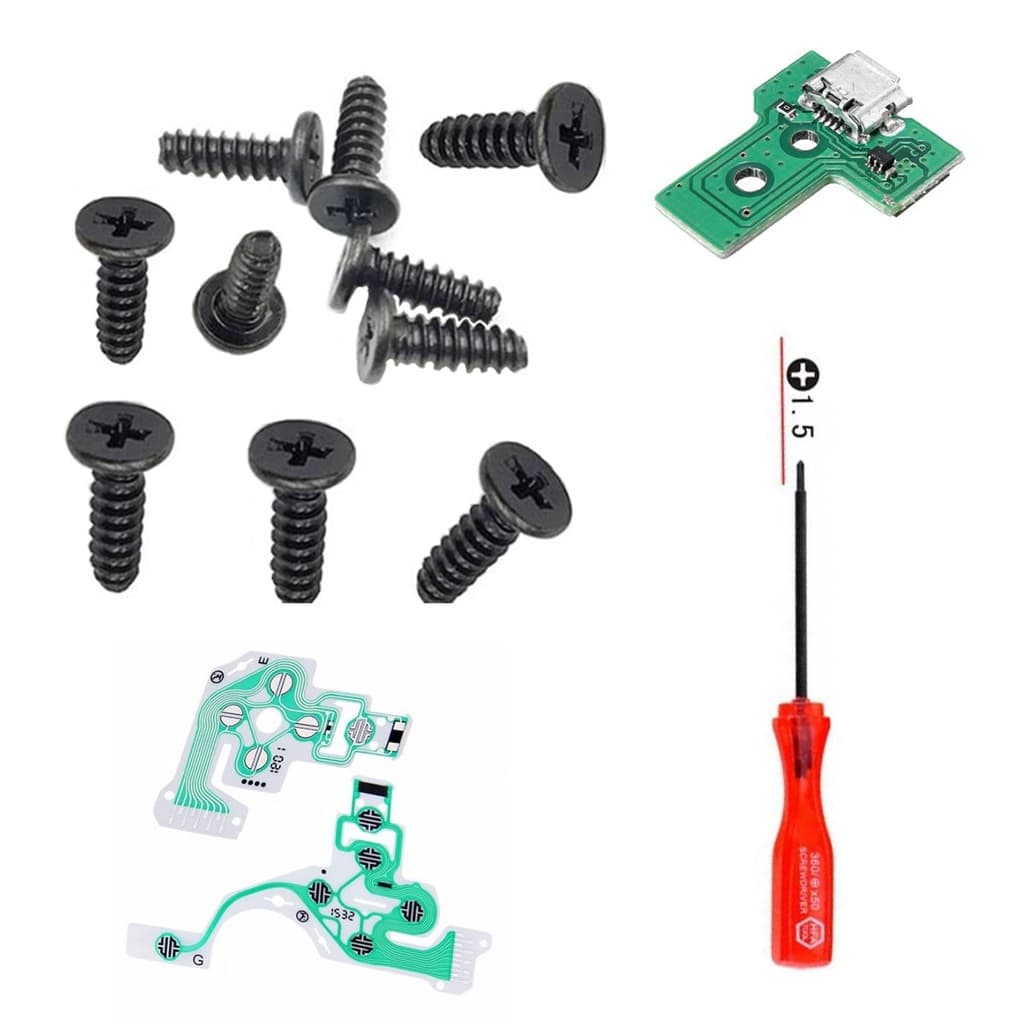 Kit  Ps4 10 Parafusos Controle PS5 PS4 PS3 PS2 + Chave Philips + Manta jdm 030 + Blaca Jds 030