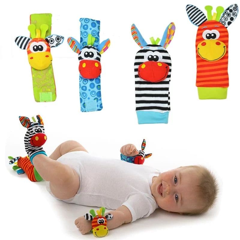 Chocalho de pelucia infantil 4und para bebe