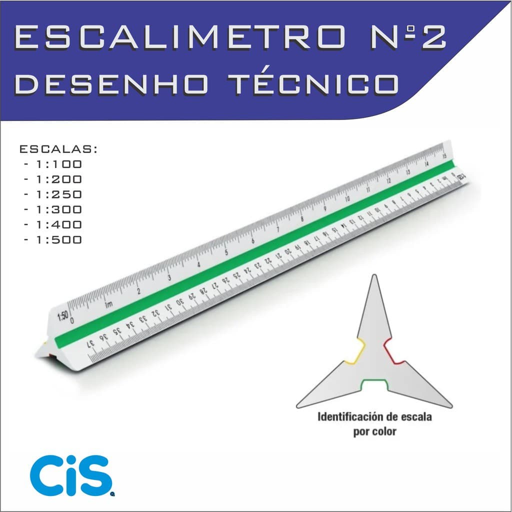 Escalímetro Régua Triangular Plástico 30 Cm N° 2 Cis - Fenix