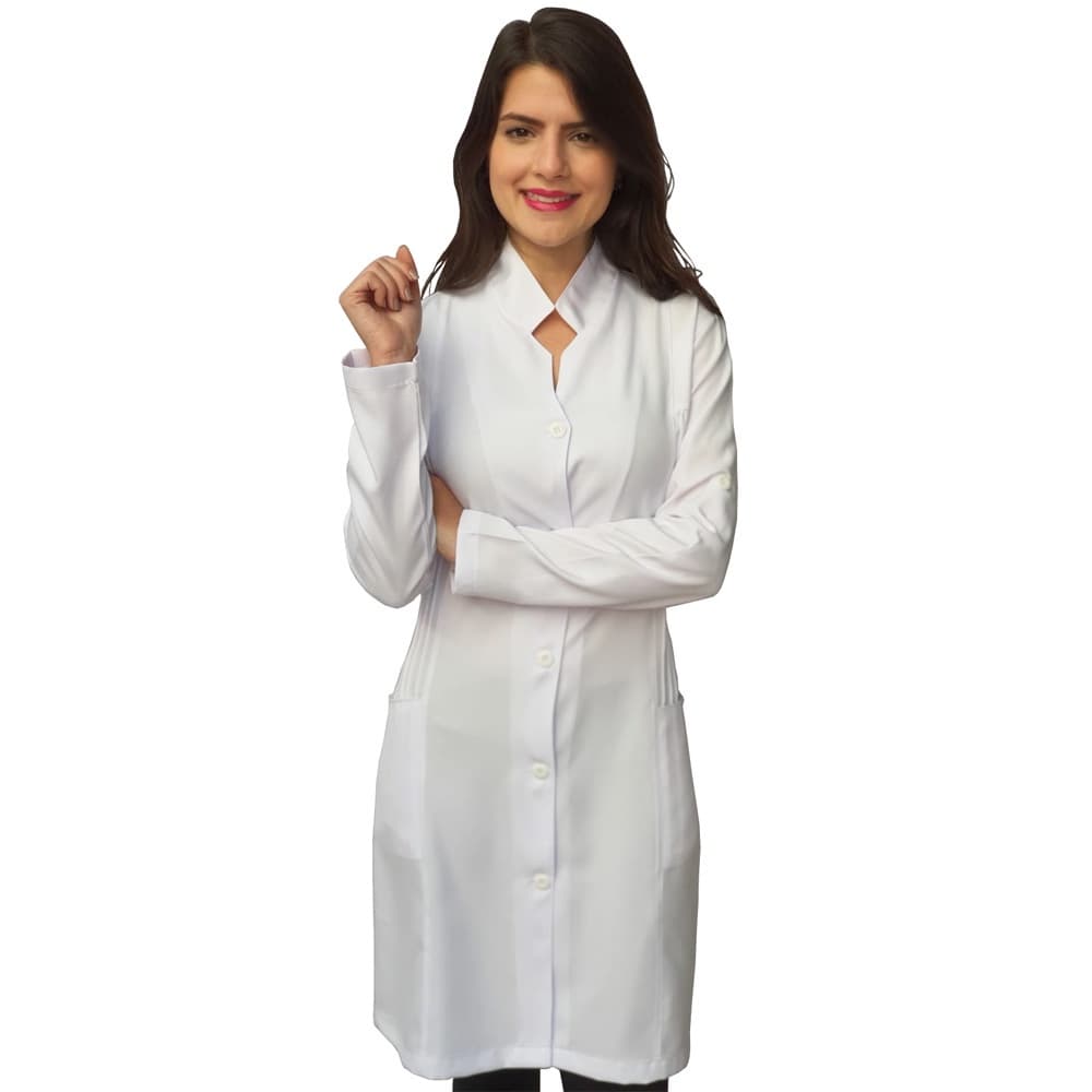 Jaleco Avental Branco Gola Padre Gabardine Dentista/enfermeira/profissional da Saúde Bu66